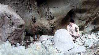 Cave woman comes for sex and gets all of her holes filled