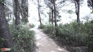 Beautiful blonde Nicky Wayne gets her ass fucked in the woods by Max Casanova