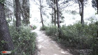 Beautiful blonde Nicky Wayne gets her ass fucked in the woods by Max Casanova