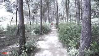 Beautiful blonde Nicky Wayne gets her ass fucked in the woods by Max Casanova