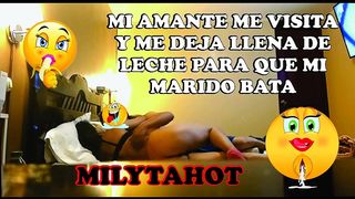 AMANTE ME VISITA ME HACE GEMIR Y ME DEJA LLENA DE LECHE PARA QUE MI MARIDO LA BATA (PART 1)