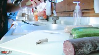 Spanish milf dismantled in the kitchen with a big blow of sausage in the ass