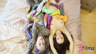 Peaceful blooming - Stacy Bloom join AnuskatZz huge toyZz collection in bedroom together anal , fisting, blooming buttroZez.