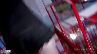 Brutal gonzo of a cute brunette fucked in her pussy and ass