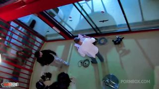 Brutal gonzo of a cute brunette fucked in her pussy and ass