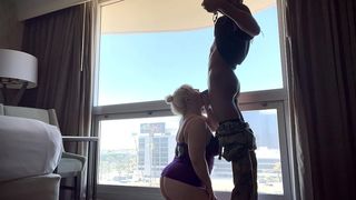 BBW MILF RISKY BLOWJOB BY THE WINDOW