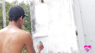 Mandy plays anal cowgirl in BBC painter