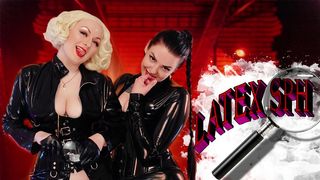 Awesome SPH show with dirty talk from two naughty lesbians in latex costumes