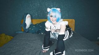 Subaru cum on Rem's face after deep anal