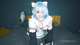 Subaru cum on Rem's face after deep anal