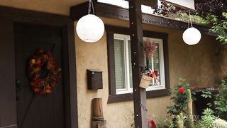 Avril and Sara break away from a party so Avril can lick her from behind and Sara returns the favor