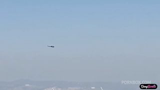 Hot blonde having sex with a helicopter pilot who has a big black dick