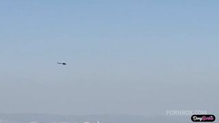 Hot blonde having sex with a helicopter pilot who has a big black dick