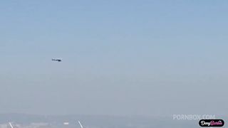 Hot blonde having sex with a helicopter pilot who has a big black dick