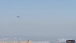 Hot blonde having sex with a helicopter pilot who has a big black dick