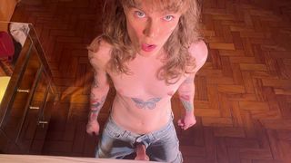 FLESHLIGHT MASTURBATION WEARING ONLY A JEANS