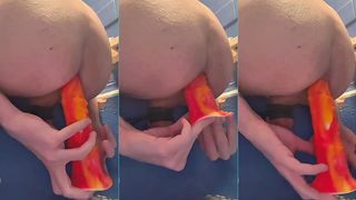 DESTROYING ASSHOLE WITH HORSE COCK DILDO