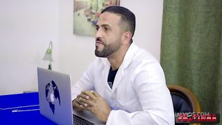The horny blonde is hypnotized and does anal with the doctor