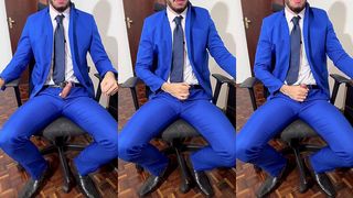 SUITED SHOOTING MY LOAD AT WORK