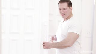 Busty Savannah Bond Makes Use of Glass Dildo and Cock to Stretch Out Asshole GP2363