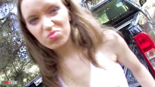 Young french babe Lena Luminescente fucked in the ass for money