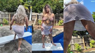 SEXY DANCE ON DIVING BOARD SHEER SKIRT