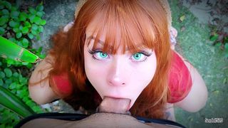 BEAUTIFUL UNINHIBITED REDHEAD SUCKS AND TAKES A LOAD IN HER MOUTH