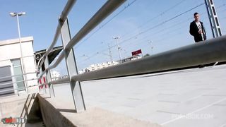 Busty French brunette Angelina ass fucked in the woods