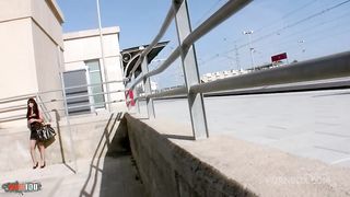 Busty French brunette Angelina ass fucked in the woods