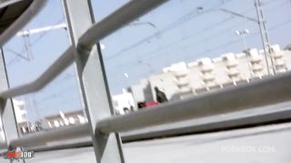 Busty French brunette Angelina ass fucked in the woods