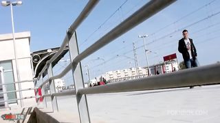 Busty French brunette Angelina ass fucked in the woods