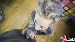 Tattoo couple HARD POV SEX - ANAL fuck, gapes, sloppy BJ, anal creampie, female orgasm