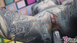 Tattoo couple HARD POV SEX - ANAL fuck, gapes, sloppy BJ, anal creampie, female orgasm