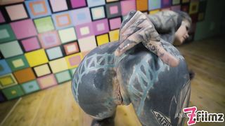 Tattoo couple HARD POV SEX - ANAL fuck, gapes, sloppy BJ, anal creampie, female orgasm