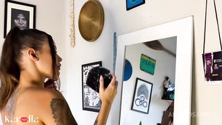 Masturbating and then doing oral on the chair