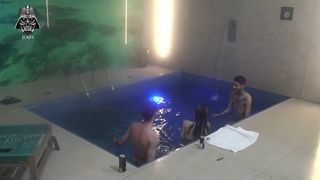 THREESOME WITH FRIENDS IN THE MOTEL POOL