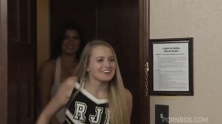 Big Boobed Hottie Romi Rain and Teen Cheerleader get it on