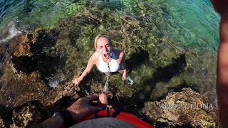 GOLDEN SHOWER DEEP THROAT FUCK FACIAL BY THE SEA