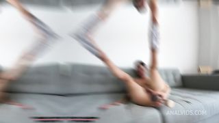 Short Game with Glass Bottle in Ass - beautiful anal action on the sofa by Stacy Bloom.