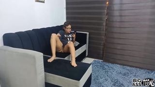 Perverted stepdad fucks asu babe at home while his wife comes out he eats her ass