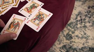 Blonde plays a game with a couple