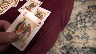 Blonde plays a game with a couple