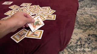 Blonde plays a game with a couple