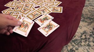 Blonde plays a game with a couple