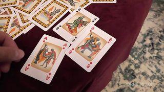 Blonde plays a game with a couple