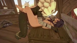 GENSHIN IMPACT CANDACE AND DEHYA SEX WITH HILICHURLS HENTAI MMD 3D SOFT BROWN HAIR