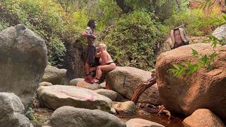 WATCHING COUPLE IN THE WOODS