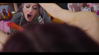 tattooed TEEN gets ASSHOLE destroyed from LESBIAN friend with STRAP ON - prolapse, GAPE, licking (goth, punk, alt porn) - ZF017