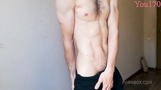 showed my body, stroking and caressing my body, starting to masturbate my big dick until I cum