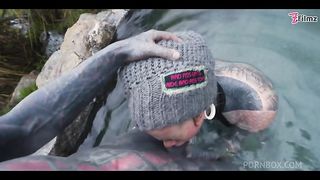 Outdoor public ANAL fucking. Gape, blowjob, tattooed teen facial (goth, alt, punk) ZF031